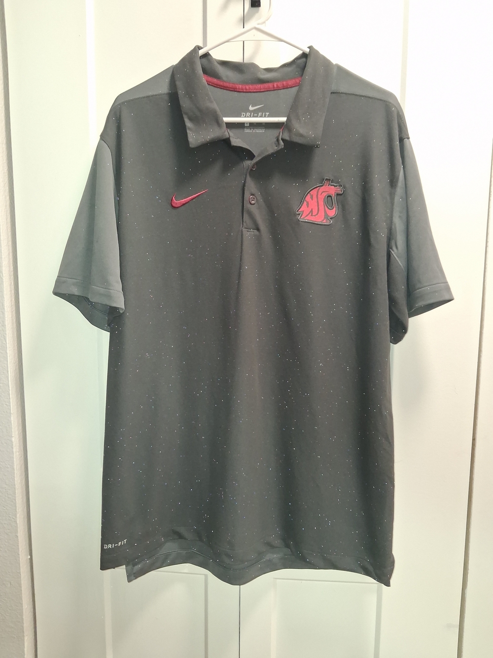 Nike Men’s Black Polo with Red Washington State Logo
